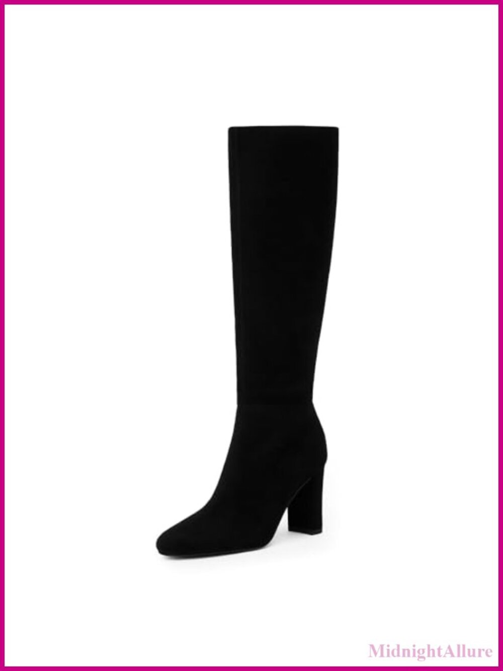 Women's Chunky Heel Knee High Boots PU Leather Rounded Toe Tall Boots